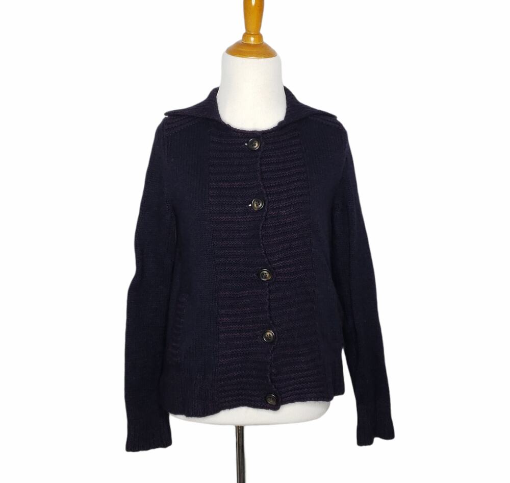 AG Adriano Goldschmied Chunky Knit Cardigan Limited Wool Italy Purple Women XS